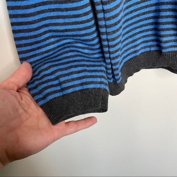 GAP Striped Cotton Classic V-Neck Pullover Sweater Heather Gray Blue XL - Picture 5 of 7